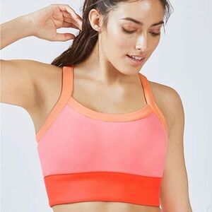 Fabletics Robyn High Support Sports Bra Sorbet/Peach/Hot Orange Size M
